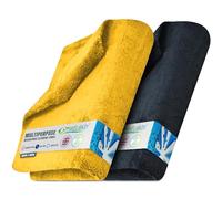 Towelogy X04 Large Car Drying Towel Microfibre Edgeless 550gsm Super Absorbent 60x40cm (24x16in) Lint Free Detailing Cloth (2, Black/Yellow)