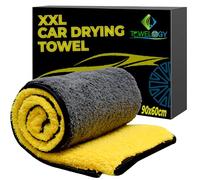 Towelogy® XXL Car Drying Towel Ultra Soft Extra Large Microfibre Drying Towel For Cars with Mega Absorbency For A Streak Free Finish On Paintwork and Glass (Gold/Grey)