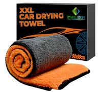 Towelogy® XXL Car Drying Towel Ultra Soft Extra Large Microfibre Drying Towel For Cars with Mega Absorbency For A Streak Free Finish On Paintwork and Glass (Orange/Grey)