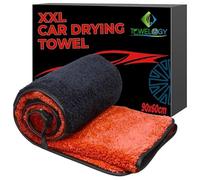 Towelogy® XXL Car Drying Towel Ultra Soft Extra Large Microfibre Drying Towel For Cars with Mega Absorbency For A Streak Free Finish On Paintwork and Glass (Black/Red)