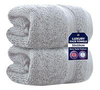 Towelogy Zero Twist Face Cloths 33x33cm - 100% Egyptian Cotton Washcloths Absorbent & Super Soft Hotel Quality Towels | Oeko-Tex Certified (2, Silver Grey)
