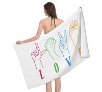 Towels Deaf Awareness Sign Language Love Cosy Bathroom Towels Premium Absorbent Wash Cloths For Everyday Pool Bathroom,80X130Cm