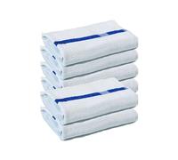 Towels N More 6 Pieces 24"x48" 100% Cotton Bath Towels with Blue Center Stripe (24"x48")