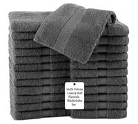 Towels Pack of 12 Cotton Face Cloths Set (30 x 30 cm) Super Soft Extra Absorbent Quick Dry Washcloths Gym Spa Sports 500-GSM (Charcoal Grey, 24)