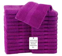 Towels Pack of 12 Cotton Face Cloths Set (30 x 30 cm) Super Soft Extra Absorbent Quick Dry Washcloths Gym Spa Sports 500-GSM (Purple, 12)