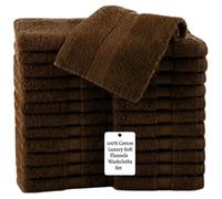 Towels Pack of 12 Cotton Face Cloths Set (30 x 30 cm) Super Soft Extra Absorbent Quick Dry Washcloths Gym Spa Sports 500-GSM (Chocolate, 12)