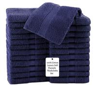 Towels Pack of 12 Cotton Face Cloths Set (30 x 30 cm) Super Soft Extra Absorbent Quick Dry Washcloths Gym Spa Sports 500-GSM (Navy Blue, 12)