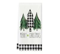 Towels Set Christmas Tree Green Tea Towels for Kitchen Microfibre Washable Reusable Dishcloths Home Decoration Bathroom Small Towel Hand Guest Absorbent Quick Dry 2 Pieces (40x60 cm)