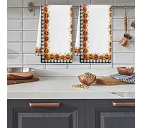 Towels Set Pumpkin Orange Leaves Tea Towels for Kitchen Microfibre Washable Reusable Dishcloths Home Decoration Bathroom Small Towel Hand Guest Absorbent Quick Dry 2 Pieces (40x60 cm)