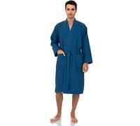 TowelSelections Men’s Bathrobe Waffle Weave Spa Robe, Federal Blue, M-L