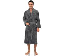 TowelSelections Men's Fleece Robe, Plush Shawl Collar Spa Bathrobe - Grey - Medium/Large