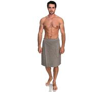 TowelSelections Mens Shower Wrap Adjustable Cotton Terry Bath Gym Cover Up with Snaps, Castlerock, L/XXL