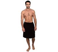 TowelSelections Men's Wrap, Shower & Bath Terry Towel with Snaps - Black - Large/XX-Large