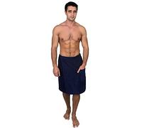 TowelSelections Men's Wrap, Shower & Bath Terry Towel with Snaps - Blue - Large/XX-Large