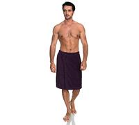 TowelSelections Men's Wrap, Shower & Bath Terry Towel with Snaps - Purple - Small/Large
