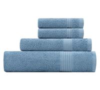 TowelSelections Soft and Absorbent Towels Cotton for Bathroom Hotel Shower Spa Gym, Bath Towel, Hand Towel, 2 Washcloth, 4 Piece Set Allure Blue