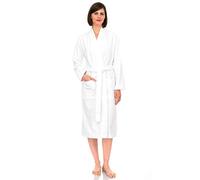 TowelSelections Womens Robe Cotton Kimono Bathrobe for Women Knee Length Terry Cloth Towel Robes for Women XS to 4X, White, XS-S
