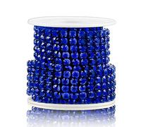 Towenm 1 Roll 5 Yards Large Crystal Rhinestones Close Chain, 5mm Rhinestone Chain, SS24, Sew on Crystal Rhinstone Chain Trim, Crystal Claw Cup Chain Roll (Blue/Sapphire, SS24 / 5.0mm)