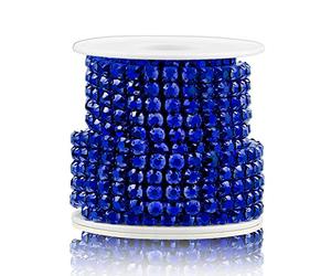 Towenm 1 Roll 5 Yards Large Crystal Rhinestones Close Chain, 5mm Rhinestone Chain, SS24, Sew on Crystal Rhinstone Chain Trim, Crystal Claw Cup Chain Roll (Blue/Sapphire, SS24 / 5.0mm)