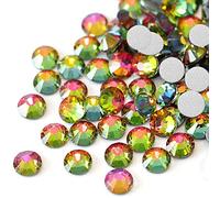 Towenm 200 Pieces Crystal Flatback Rhinestones, SS30 Glue Fix Glass Flat Back Crystals for Crafts Nails, Non Hotfix Flatback Crystal Rhinestone, Round Loose Gemstones (Vitrail Medium, 6.5mm)