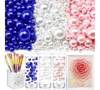 Towenm 2300PCS No Hole Pearl Beads for Vases Filler, Floating Pearls for Centerpieces Vases, Faux Pearl Beads for Crafts Wedding Party Decor Jewelry Making (4/6/8/10/14/20mm) White LT.Pink Royal Blue
