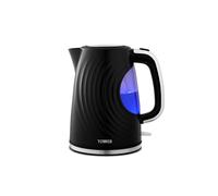 Tower T10083BLK Sonar Textured Kettle with Large Viewing Window & Blue Light, 360 Degree Base, 3000W, 1.7L, Black