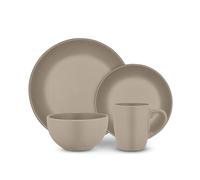 Tower 16 Piece Dinner Set, Smooth Matte Glaze Finish, Crafted from Strong & Durable Stoneware, Chip & Scratch Resistant, Dishwasher & Microwave Safe, Taupe, T867035TAU