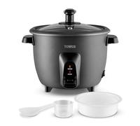 Tower 1L/5-Cup Electric Rice Cooker, Serves Up to 10 Portions, Non-Stick Easy-to-Clean Aluminium Pot, One-Touch, Keep Warm Function, Steamer Basket, Measuring Cup & Spoon, 400W, Black, T19060BLK