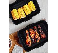 Tower Air Fryer Rectangle Silicone Trays Set of 2 in Black | Charlies