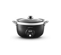 Good Food in partnership with Tower, 3.5L Digital Slow Cooker with 3 Heat Settings, Delay Function & Timer, Removable Aluminium Pot, Tempered Glass Lid, Black with Stainless Steel Accents, GF16010