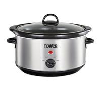 Tower T16039 Slow Cooker with 3 Heat Settings and Removable Dishwasher Safe Pot, 3.5 Litre, Stainless Steel