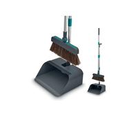 Tower 3 in 1 Dustpan and Brush with Squeegee, Upright Design, Magnetic Clip & Comb Teeth, Anthracite & Teal, T769016TL