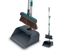 Tower 3 in 1 Dustpan and Brush with Squeegee, Upright Design, Magnetic Clip & Comb Teeth, Anthracite & Teal, T769016TL