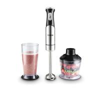 Tower 3-in-1 Hand Blender with 1200W Motor, Pressure Controlled Speed Settings, Stainless Steel Blades, Food Chopper & 800ml Beaker, Stainless Steel, T12099