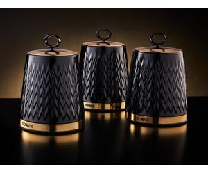 Tower 3 Piece Empire Storage Canisters - Black