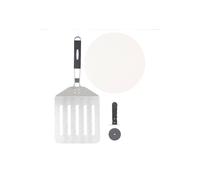 Tower 3 Piece Pizza Tool Set With Pizza Stone, Suitable For 12” Pizzas T932025 In Silver Silver