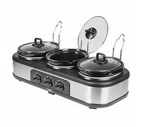Tower Tower T16015 Three Pot Slow Cooker with Independent Temperature Controls, Keep Warm Function, 4.5L, Stainless Steel black