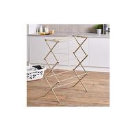Tower T873020MSH 3 Tier Compact Airer with 11 Drying Rods, Racks for Shoes, Foldable Design, Anti-Slip Feet, Weight Capacity 10kg, Latte