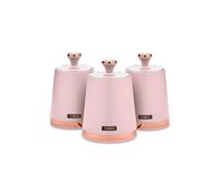 Tower T826131PNK Cavaletto Set of 3 Storage Canisters for Tea/Coffee/Sugar, Steel, Marshmallow Pink and Rose Gold, One Size