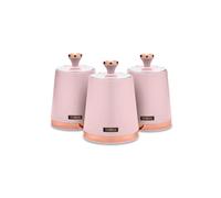 Tower T826131PNK Cavaletto Set of 3 Storage Canisters for Tea/Coffee/Sugar, Steel, Marshmallow Pink and Rose Gold, One Size