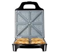 Tower 4 Slice Deep Fill Sandwich Maker with Extra-Deep, Non-Stick Ceramic Coated Plates, Automatic Temperature Control, 1600W, Black, T27021