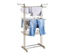 Tower 4 Tier Clothes Airer, Large Heavy Duty Laundry Drying Rack, Foldable Design with 18m Drying Space & 14 Hanger Slots, Indoor & Outdoor Use, Collapsible with Integrated Wheels, Latte