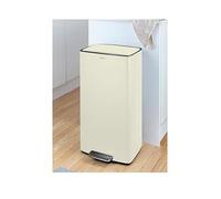 Tower 40L Rectangular Pedal Bin with Removable Inner Bucket and Filter Compartment, Durable Carbon Steel, Cream