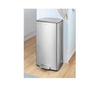 Tower 40L Rectangular Pedal Bin with Removable Inner Bucket and Filter Compartment, Strong & Durable, Stainless Steel