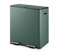 Tower Recycling Pedal Bin, Two 20L Compartments with Removable Inner Buckets, Carbon Steel Body, 40L, Forest Green
