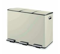 Tower 45L Three Compartment Recycling Pedal Bin - Cream