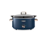 Tower Cavaletto 6.5 Litre Slow Cooker with 3 Heat Settings, Removable Dishwasher Safe Pot, Cool Touch Handles, Up to 8 Portions, Midnight Blue and Rose Gold, T16043MNB