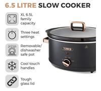 Tower 6.5L Slow Cooker T16043BLK Black & Rose Gold