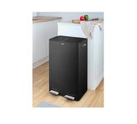 Tower Recycling Pedal Bin, Two 30L Compartments with Removable Inner Buckets, Carbon Steel Body, 60L, Black