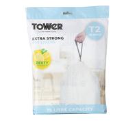 Tower 75L Lemon Scented Bin Liners, 20 Pack, White